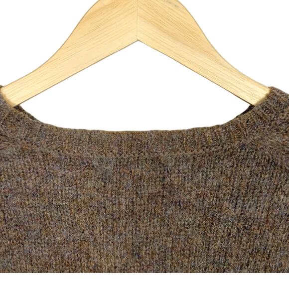 J Crew Womens XS Brown Mohair Wool Blend Crew Neck Sequin Cuff Sweater - Picture 8 of 10